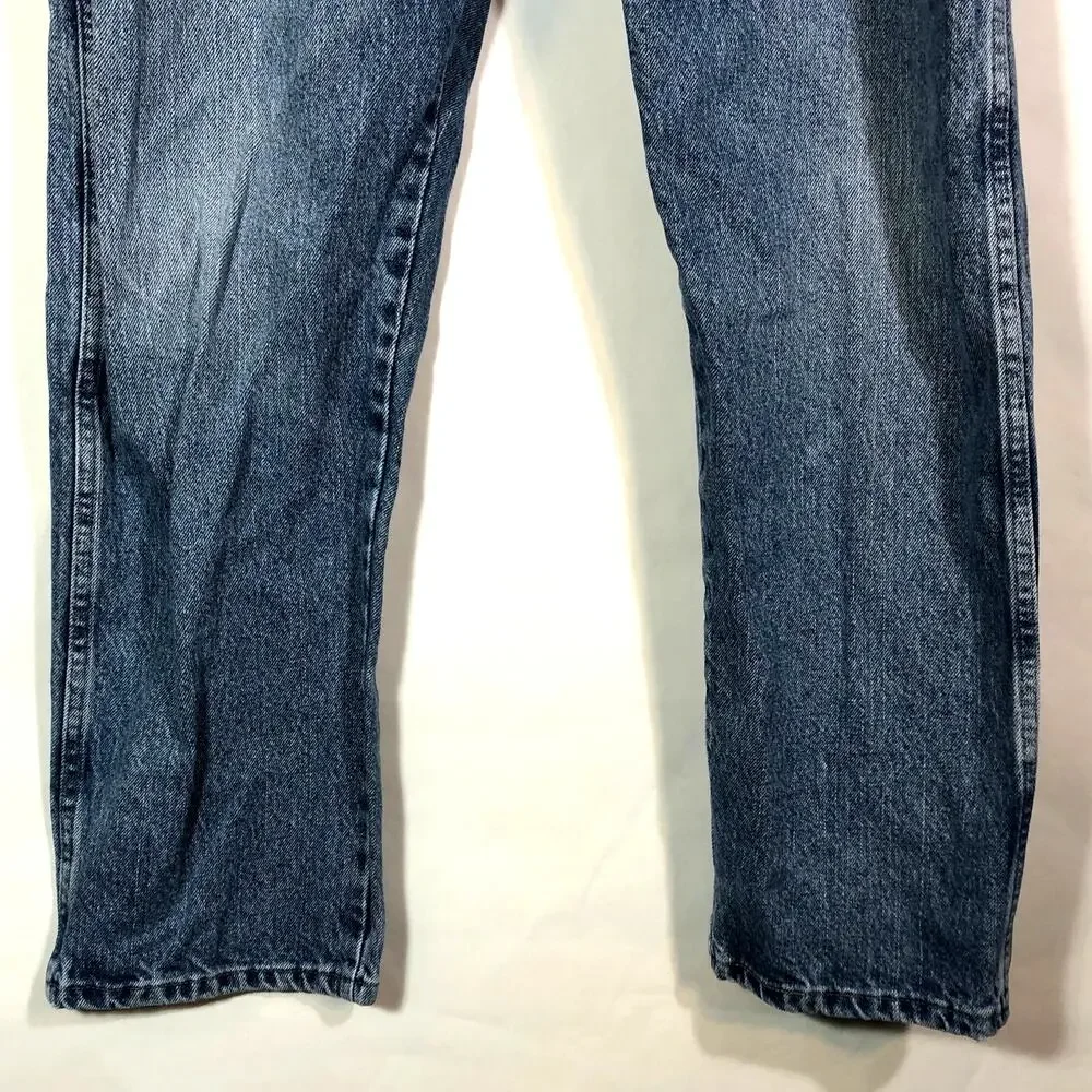 Wrangler Blue Jeans Regular Fit 35 x28 Straight Leg Vintage Western Cowboy